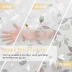 Window Privacy Film Decorative for Front Door, Bathroom Static Cling Stained Glass Sticker Opaque Heat Control UV Blocking Non-Adhesive for Home Windows 35.4 x 78.7 inches Magnolia