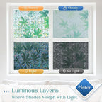 Haton Window Privacy Film, Decorative Stained Glass Window Clings, 3D UV Sun Blocking Sticker, Removable Static Cling Heat Control Tint for Home Door, Leaf Rainbow, 23.6" x 157.4" Non-Adhesive