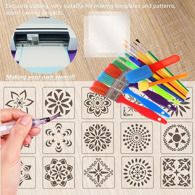 ZHluja 12inchs x 40ft Rolls 4mil Transparency Blank Stencil Sheets Material,Clear Acetate Sheet Mylar Sheet for Cricut,Cutting Paper,Template Craft Plastic