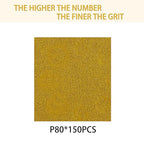150PCS 80 Grit Gold Sanding Discs, 5-Inch 8-Hole Sandpaper for Random Orbital Sander,for Automotive or Woodworking