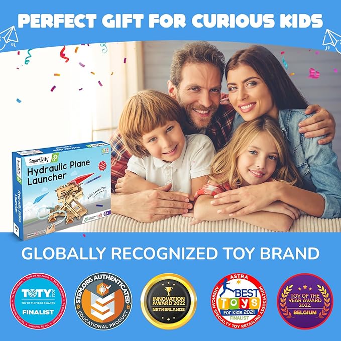 Smartivity DIY 2in1 Hydraulic Airplanes & Darts Launcher STEM Toy for Kids Ages 6-14 Years I Birthday Gifts for Smart Kids | DIY Science Kit for Boys & Girls 6, 8,10,12,14 Years Old
