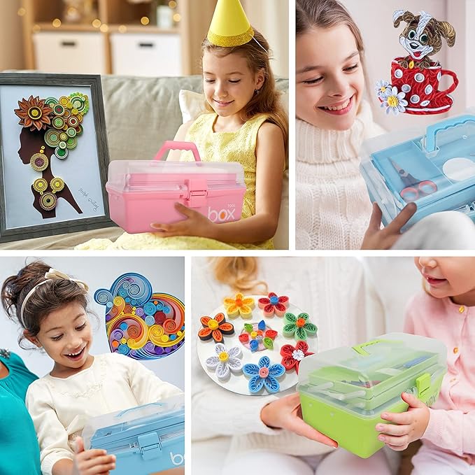 JoyPlus Quilling Kits for Beginners with Manual, 24 Tools & Supplies with Durable Storage Box, Updated Paper Crimper Tool, Premium Husking Board & Electronic Pen Green