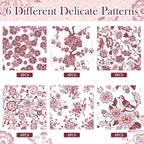 Epakh 36 Pack 6 Style Burgundy Decoupage Paper Napkins Assorted Floral Decorative Decoupage Napkin Chinoiserie Cocktail Paper for DIY Crafting Fall Christmas Wedding Party Decor, Each Unfolded 13''