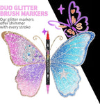 48 Colors Dual-tip Watercolor Markers, 24 Pack Glitter Brush Markers, Water-based Ink Sparkle Pen,Glitter Paint Pens for Adults Coloring,DIY Crafts,Doodle Writing,Art Crafts Gifts