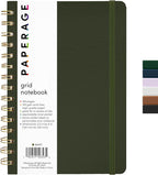 PAPERAGE Graph Paper Spiral Notebook & Journal, (Olive Green), 160 Pages, Medium 5.5 inches x 8 inches - 100 GSM Thick Graphing Paper, Hardcover, Double-Wire Grid Spiral Notebook