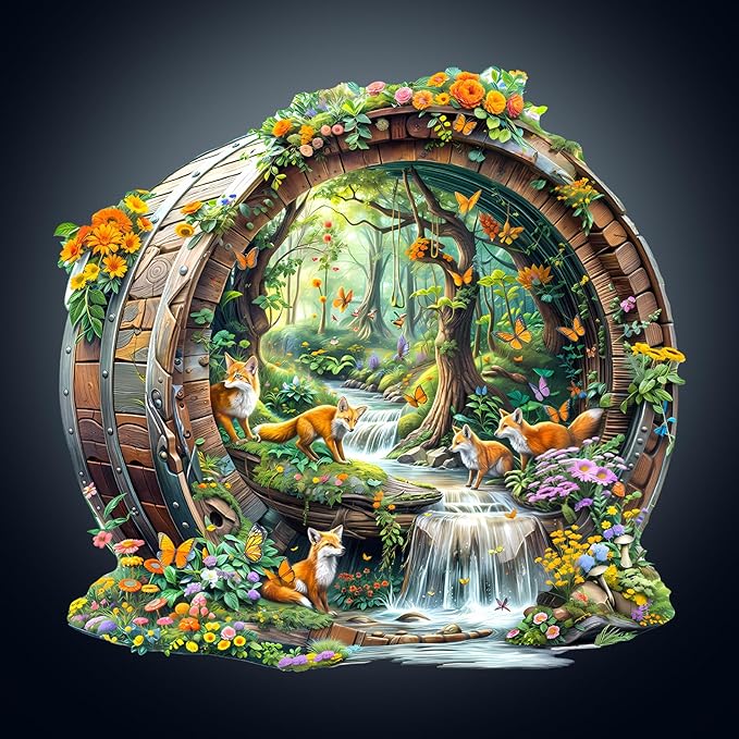 Wooden Puzzles for Adults, Fox Wooden Jigsaw Puzzle for Adults, 255 Piece Unique Animal Shape Wood Puzzles Adult, Birthday Party Gifts for Friends & Family Leisure Time Game Home Decor (L-13.4*12.8in)