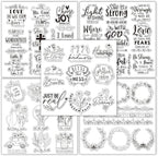 Whaline 5 Sheets Bible Verse Clear Stamps Christian Jesus Silicone Transparent Stamps Greeting Words Border Stamp Cards for DIY Card Making Scrapbooking Embossing Album Decor