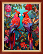 Dimxvean Stamped Cross Stitch Kits,Cross Stitch Kits for Adults Beginners,Embroidery Kits Full Range of Cross Stitch Stamped Kits Needlepoint Kits Cross Stitch Patterns-Flower Parrot 16x20 inch