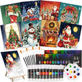 Cholemy 36 Pcs Paint and Sip Kit for Adults 8''x10'' Pre Drawn Canvas for Painting DIY Afro Acrylic Painting Kit Wood Easel Brushes Date Night Bulk for Christmas Party Gifts(Christmas A)