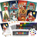 Cholemy 36 Pcs Paint and Sip Kit for Adults 8''x10'' Pre Drawn Canvas for Painting DIY Afro Acrylic Painting Kit Wood Easel Brushes Date Night Bulk for Christmas Party Gifts(Christmas A)