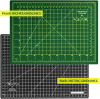 Thickness-Upgraded 9" x 12" Self Healing Sewing Mat, WerkWise Rotary Cutting Mat, Double Sided 5-Ply 9x12 Inch Cutting Board for Quilting, Fabric, & Crafts, Use with Rotary Cutters (Green & Black)