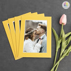 Mat Board Center, Pack of 10, 5x7 for 4x6 Deep Yellow Color Mats - Bevel Cut, Acid Free, 4-ply Thickness, White Core - for Pictures, Photos, Framing