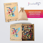 Wooden Puzzle for Adults, Hummingbird Jigsaw Puzzles 200 Piece, Unique Shapes Family Reunion Puzzle for Adults and Kids, Beautiful Package, Best Gift for Family Friends Medium 11.4x11in