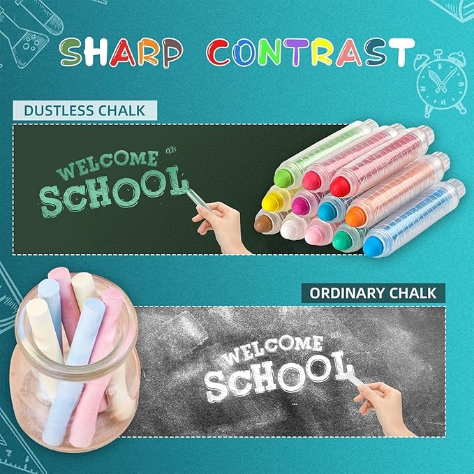 36 Pcs Dustless Chalk Colored twistable Chalk for Blackboard Doodling, Drawing, Writing, Colour Mixture