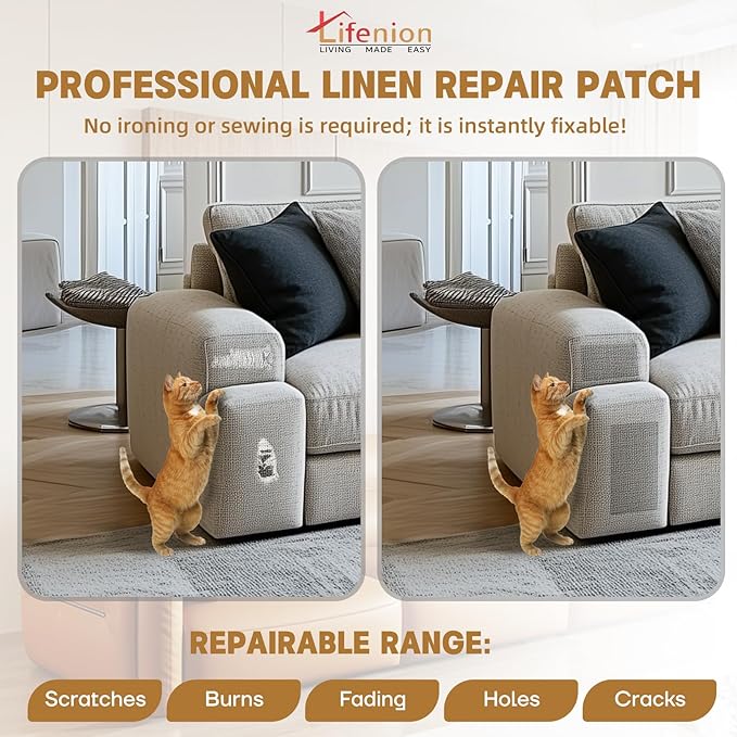 Fabric Repair Patches, 17X158 inch Linen Self-Adhesive Fabric Repair Tape, Strong Sticky Linen Patch for Sofas, Tote Bags, Clothing, Car Seats, Furniture（Dark Blue, 17X158 inch）