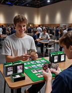 Card Deck Box for MTG with Commander Display, 5 in 1 Card Deck Case Holds 800+ Unsleeved Cards, Strong Magnet Organizer Compatible with Yugioh TCG Sports Cards (Black&Green)