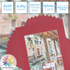 Mat Board Center, Pack of 10, 11x14 for 8x10 China Red Color Mats - Bevel Cut, Acid Free, 4-ply Thickness, White Core - for Pictures, Photos, Framing