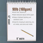 U.S. Art Supply 9”x12 Premium Heavy-Weight Paper Spiral Bound Sketch Book: 90 Pound (160gsm), 30-Sheet Drawing Pad (2 Pack)