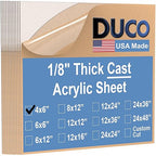 Duco USA-Made Clear Cast Acrylic Sheet 1/8 Inch Thick 4" x 6" - 12 Pack of Transparent Plexiglass Sheet - Lightweight Acrylic Board for Window Replacements, Displays, Signs, and More