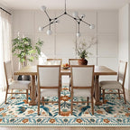 Morebes Floral 9x12 Area Rug for Living Room, Washable Large Rug for Bedroom Non Slip, Soft Boho Vintage Flower Birds Distressed Throw Carpet for Dinning Room Playroom, Beige/Multi