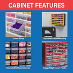 Akro-Mils 64-Drawer Plastic Drawer Storage Cabinet for Garage Organization, Bead Organizer, Building Bricks Storage, Teacher Toolbox, Makeup Organizer, 20" W x 6" D x 16" H, 10164 Yellow