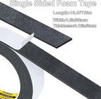 EVA Single-Sided Adhesive Black Foam Tape, 1.18inx16.4FT Single-Sided Sealing Strip Foam Pad Sponge Tape Window Weatherproof, Self-Adhesive Insulation Sealing Tape (Black)