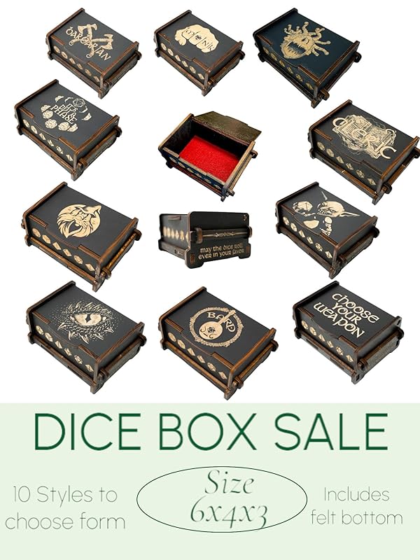 Dice Box - BLACK - 6x4x3 Also holds jewelry and great for desks and desk top items (Barbarian)
