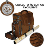 ENHANCE Travel Bag for DND Collector's Edition, Bag Compatible with Dungeons and Dragons, Combat Mat Holder, Dice Pockets and Accessories, Carry 4-8 Books (Brown Dragon)