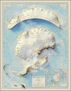 Muir Way Shaded Relief Elevation Map of Antarctica - Vintage-Style Topographic Wall Art with Map Look - Unframed Flat Paper Print, 20x26