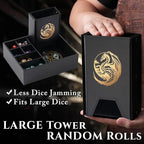 Dice Tray and Dice Tower for DND: All-in-One Tray, Storage & Large Tower for Random Rolls - Stores Your Sets, Mini's etc, Perfect for D&D and RPG Gift Accessories (Gold Dragon)