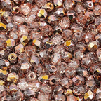 100 pcs of Faceted Fire Polished Pressed Czech Glass Beads 4mm (0.16in), Crystal Copper Capri Apollo 00030-27101 BCV