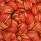 Merino Silk Luxe Tonal Designer Blend. Superfine Merino, Mulberry Silk, Tussah Silk. Top Roving for Spinning or Felting. Crimson Bliss 1oz