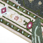 Oriental Tropical Entryway Rugs Washable, Greyish Green Boho Vintage Distressed Hippie 2x3 Throw Rugs for Bathroom Kitchen Entryway Indoor Non-Slip Abstract Botanical Tribal Accent Carpet