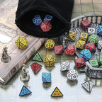Coyeekn DND Dice Polyhedral Dice, 5 Sets of Dragons and Dungeons,RPG MTG Table Game Vintage Dice Carving Dice (35Pieces)