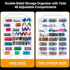 DUOFIRE 46 Grids Sewing Box, Double Sided Thread Organizer, Portable Clear Embroidery Floss Organizer, Plastic Organizer Box for Embroidery and Sewing Threads, Embroidery Floss, Crafts, Small Toys