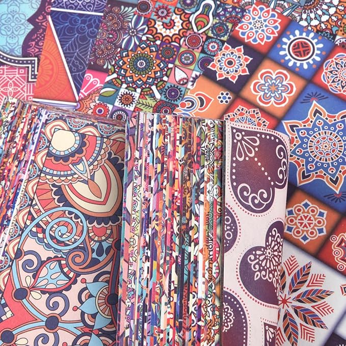 Origami 6x6 Paper Kit 150 Sheets 150 Vivid Colors Double Sided Same Printed Traditional Patterns Square for Arts Crafts Projects Japan Traditional Chiyo.Ethnic Style
