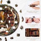 KAAYEE Wooden Puzzles for Adults, 3D Visual Effect Tree House Library Wooden Jigsaw Puzzle Unique Shape Wood Puzzle Adult, 3D Effect Flat Puzzle Birthday Family Games (M-11.4 * 11.4 in-200pcs)