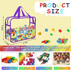OPELETNNT 6 Color Large Toy Storage Bags with Labels, Reusable Clear PVC Board Game Storage, Travel Waterproof Organizer Bags with Zipper for Building Blocks, Puzzle, Kids Books