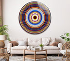 My Photostation.com 39,4''(100cm) Diameter Colorful Concentric Circles Round Glass Wall Art Tempered Glass Printing Wall Decor Large Wall Art Wall Hangings