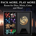 Dice Tray and Dice Tower for DND: All-in-One Tray, Storage & Large Tower for Random Rolls - Stores Your Sets, Mini's etc, Perfect for D&D and RPG Gift Accessories (Gold Dragon)