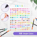 168 Colors Brush & Fine Dual Tip Watercolor Markers Set for Kids Adults Coloring Books No Bleeding Paint Pens For Drawing Note taking Planner Calligraphy Journaling Card Making Art Supplies