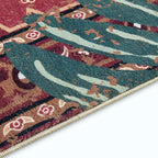 Tribal Rugs Summer Tropical 4ft Round Area Rugs Wine Red Traditional Boho Vintage Oriental Rug for Bedroom Kitchen Dining Living Room Indoor Entryway Washable Hippie Circle Carpet