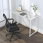 Folding Computer Desk 40 inch Writing Gaming Computer Camping Desk, No Assembly Required Home Office Table, White Marble