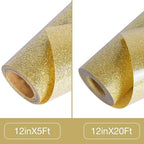 TORC Champagne Glitter HTV Heat Transfer Vinyl Roll 12 inch x 20 ft Sparkly Iron on Vinyl for T Shirts Crafts Bulk