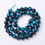 Blue Tiger Eye Gemstone Loose Beads Natural Round Loose Stone Beads for Jewelry Making DIY Bracelet Necklace Earrings 8mm 48pcs 1 Strand 15" (Blue Tiger Eye, 8mm)