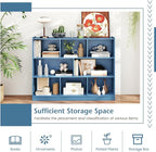 Giantex 8 Cube Bookcase, Freestanding 3-Tier Open Bookshelf, Modern Storage Display Cabinet, Wood Cube Storage Organizer for Living Room, Kid’s Room, Bright Blue