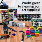 Paint and Art Wipes, Heavy-Duty Cleaner for Paint, Epoxy, Glue, Latex & Acrylic Stains, 1 Pack (50 Wipes), Safe for Hands, Brushes, Plastic, Metal, Wood & Floors