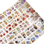 6Pcs Floral PET Tapes, Vintage Pre-Cut Tapes for Journaling, Scrapbooking, and Junk Journal Supplies, with Decorative Clip