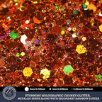 LEOBRO Brown Glitter, 160G/5.64OZ Holographic Chunky Glitter for Crafts, Resin, Body Nail Face Hair, DIY Decorations