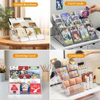 2 Pack 5 Tier Acrylic Card Display Stand, 12" Trading Card Display Rack, Clear Card Stand for PSA Cards, Baseball Cards, Sports Cards, Football Cards, Business Cards and Stickers